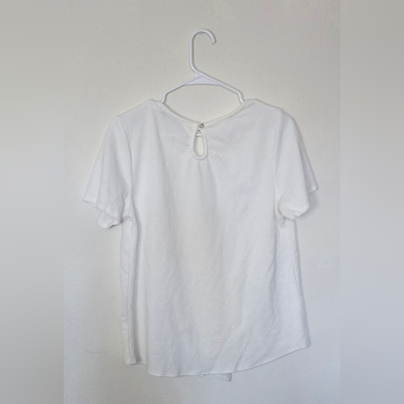Green Envelope LA White Tencel Tie Front Casual Summer Top Size L - Picture 2 of 5